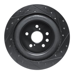 Lexus RX350 Brake Rotor (1) - Rear Left - R1 Concepts - Drilled & Slotted - Black - `20-`25